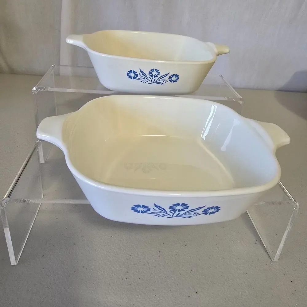 VTG Corning Ware P-41 Petite Pans 2 Blue Cornflower Mini USA Set Of 2